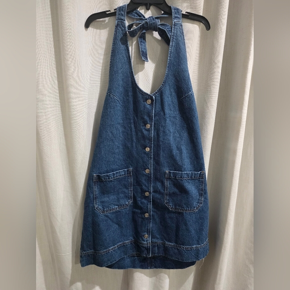Reformation Brittany Halter Open Back Denim Mini Dress L NWT Reformation Brittany Halter Open Back Denim Mini Dress L NWT